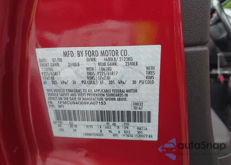 2009 Ford Escape Limited из США, поврежденный, VIN 1FMCU94G09KA07153